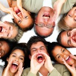 Closeup of business people lying against white background and sh Closeup of business people lying against white background and sh